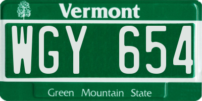 VT license plate WGY654