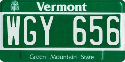 VT license plate WGY656