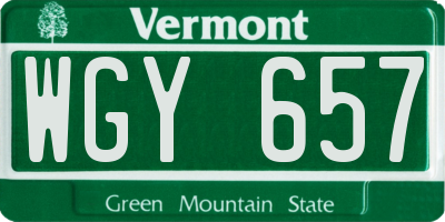 VT license plate WGY657