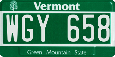 VT license plate WGY658