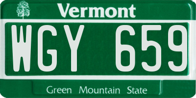 VT license plate WGY659