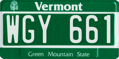 VT license plate WGY661