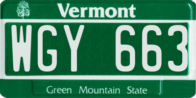 VT license plate WGY663