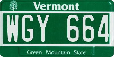 VT license plate WGY664