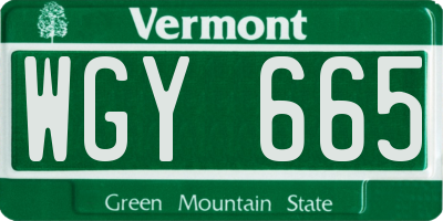 VT license plate WGY665