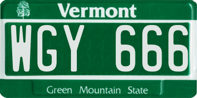 VT license plate WGY666