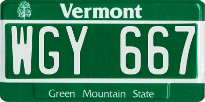 VT license plate WGY667