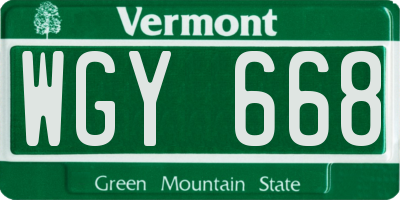 VT license plate WGY668