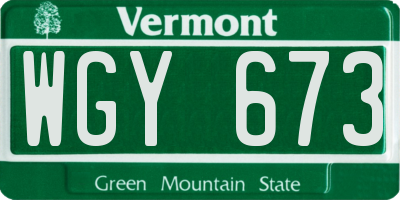 VT license plate WGY673