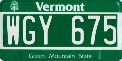 VT license plate WGY675