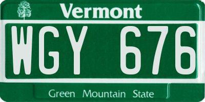 VT license plate WGY676