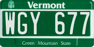 VT license plate WGY677