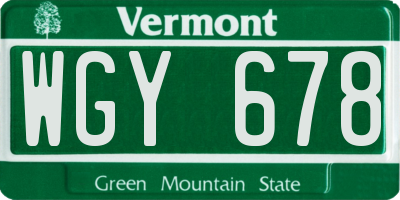 VT license plate WGY678