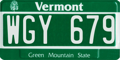 VT license plate WGY679