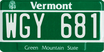 VT license plate WGY681