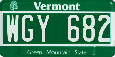 VT license plate WGY682
