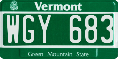 VT license plate WGY683