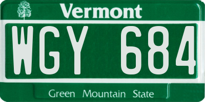 VT license plate WGY684