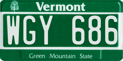VT license plate WGY686
