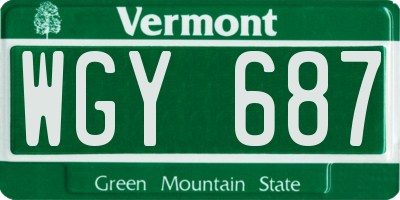 VT license plate WGY687
