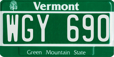 VT license plate WGY690