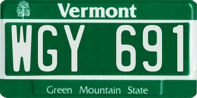 VT license plate WGY691