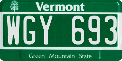 VT license plate WGY693