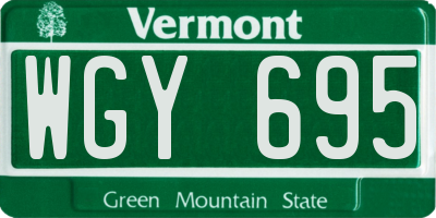 VT license plate WGY695