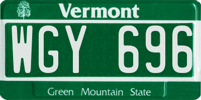 VT license plate WGY696