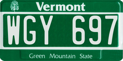 VT license plate WGY697