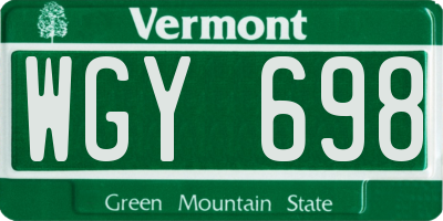 VT license plate WGY698