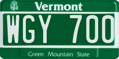 VT license plate WGY700