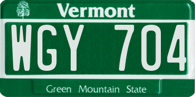 VT license plate WGY704