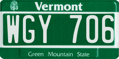 VT license plate WGY706