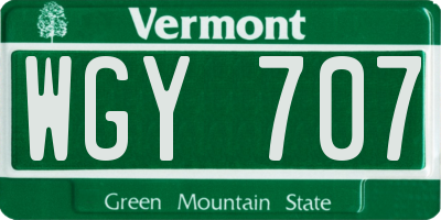 VT license plate WGY707