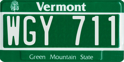 VT license plate WGY711