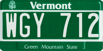 VT license plate WGY712