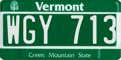 VT license plate WGY713