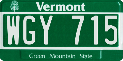 VT license plate WGY715