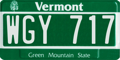 VT license plate WGY717