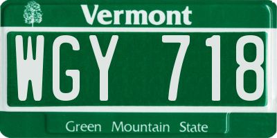 VT license plate WGY718