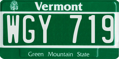 VT license plate WGY719