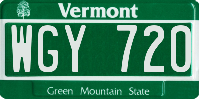 VT license plate WGY720