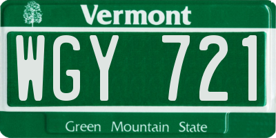 VT license plate WGY721