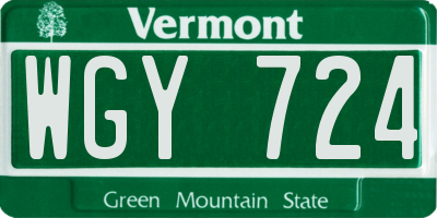 VT license plate WGY724