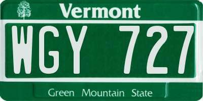 VT license plate WGY727