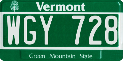 VT license plate WGY728