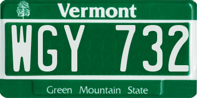 VT license plate WGY732