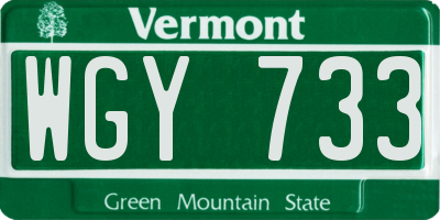 VT license plate WGY733