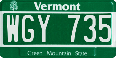 VT license plate WGY735